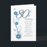 Cartão aniversário do 80 na cerceta com flores e<br><div class="desc">Um rolo floral com flores estilizados e as borboletas delicadas. Um cartão de aniversário impressionante. Veja a escala inteira dos cartões para idades e relações em minha loja. Todos os direitos reservados Norma Cornes dos trabalhos de arte</div>