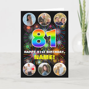 Cartão Aniversário do 81rua: Divertido Rainbow #, Nome Pe
