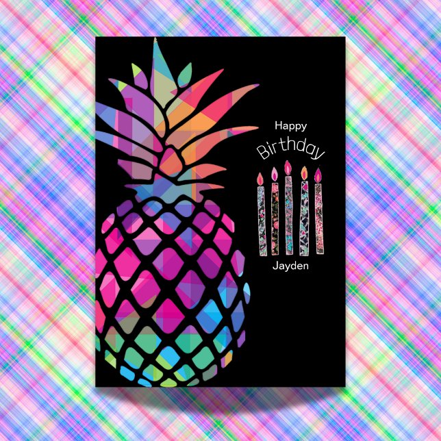 Cartão Aniversário do Abacaxi (Birthday Depot Party Supplies Birthday Pineapple Customizable Card Custom Holiday Celebrations)
