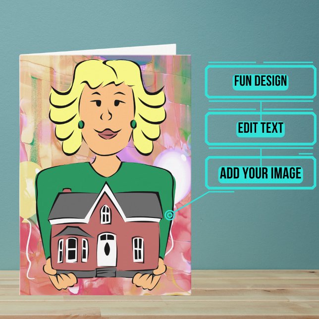 Cartão Aniversário do Agente Imobiliário Feminino (This lovely card is specifically for that kind realtor in your life.)