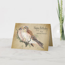 Cartão Aniversário do Amigo Especial Kestrel Falcon Bird