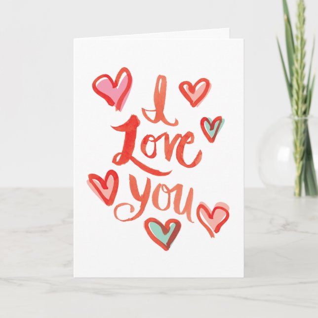 Cartão Aniversário do Amor e Corações Pintados (Frente)