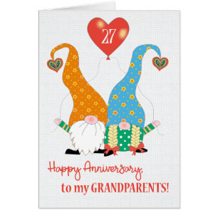 Cartão Aniversário do Ano Personalizado dos Avós com Gnom