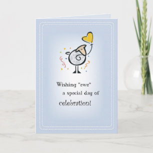 Cartão Aniversário do Balão do Coração Ovino