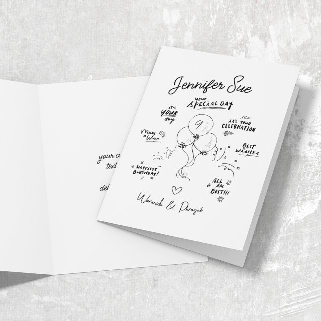 Cartão Aniversário do Balão Moderno de Porodle Personaliz (Criador carregado)