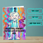 Cartão Aniversário do Big Brother Engraçado Pop Art Color<br><div class="desc">Esta carta engraçada é especificamente para aquele incrível irmão mais velho na sua vida que está chegando lá em cima na idade. O design é em arte gráfica, cyberpunk, estilo pop, de um homem mais velho numa festa de aniversário brinjando com um copo de vinho com uma piada sobre o...</div>