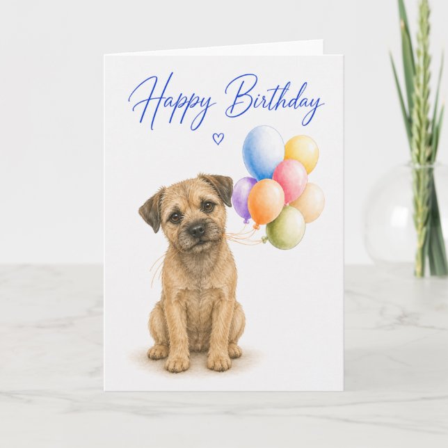 Cartão Aniversário do Border Terrier (Frente)