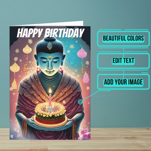 Cartão Aniversário do Buda Rosa e Teal (Send someone you love a very special birthday card using a beautiful design featuring Buddha imagery)