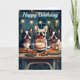 Cartão Aniversário do Buldogue Francês