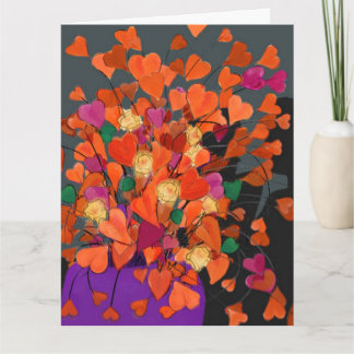 Cartão Aniversário do Buquê de Corações