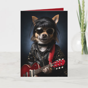 Cartão Aniversário do Cachorro Rockstar, Cachorro Engraça