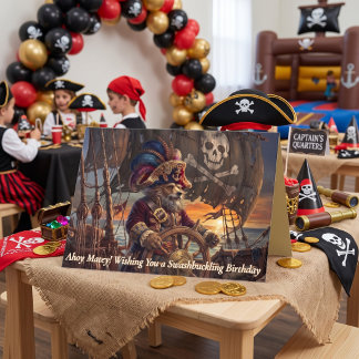 Cartão Aniversário do Capitão Pirata Cão Náutico