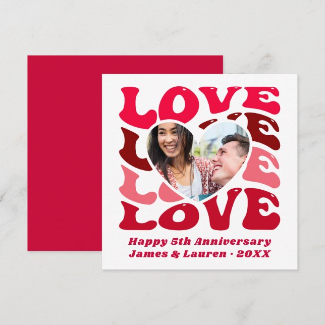 Cartão Aniversário do Casal de Fotografias Personalizado (Frente/Verso)