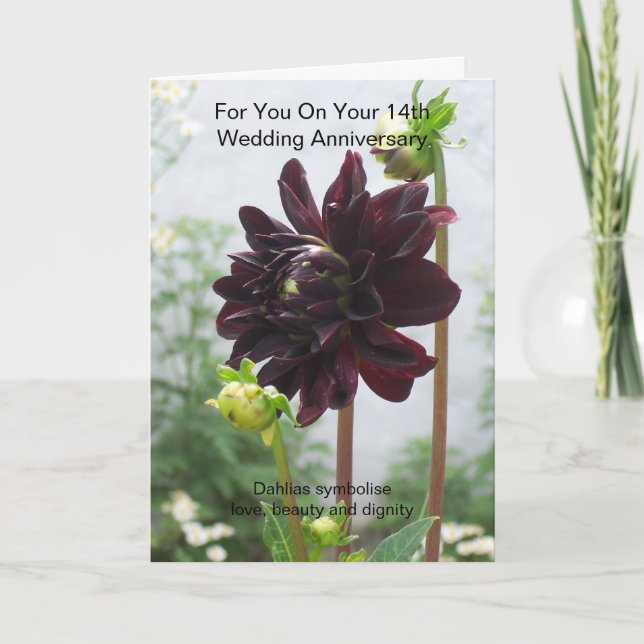 Cartão Aniversário do Casamento da 14 de Dahlia Negra Neg (Frente)