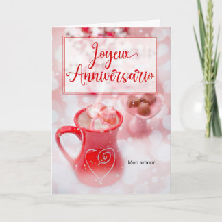Cartão Aniversário do Casamento FRANCÊS Amor e Romance