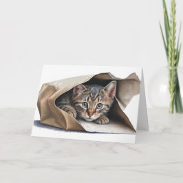 Cartão Aniversário do Cat In Paper Bag