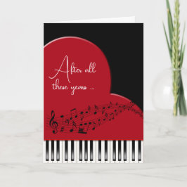 Cartão Aniversário do Coração Musical com Piano Keys