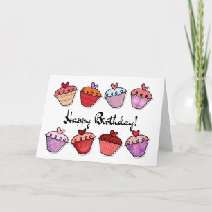 Cartão Aniversário do cupcake