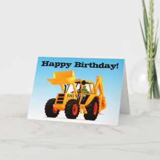 Cartão Aniversário do Digger Amarelo da Criança