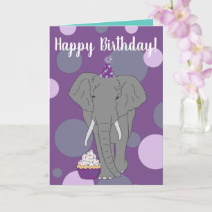 Cartão Aniversário do Elefante Personalizável