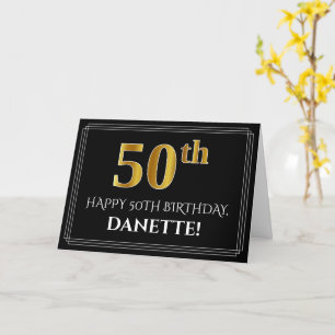 Cartão Aniversário do Elegante Faux Dourado: "50th" + No