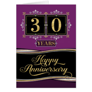 Cartão Aniversário do empregado 30 anos de ameixa formal