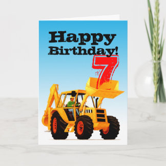 Cartão Aniversário do escavador amarelo 7o