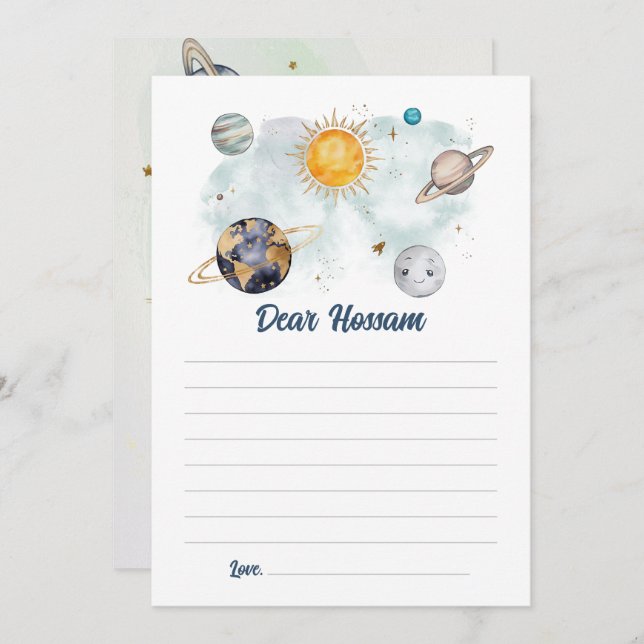 Cartão Aniversário do Espaço Exterior Galáxia Sol Lua Est (Frente/Verso)