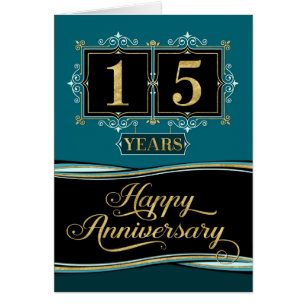 Cartão Aniversário do Funcionário 15 anos Jade Formal Dec