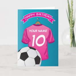 Cartão Aniversário do Futebol das Meninas Rosa Rosa de Fu