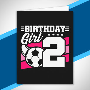 Cartão Aniversário do Futebol - Rapariga de 2 anos - segu