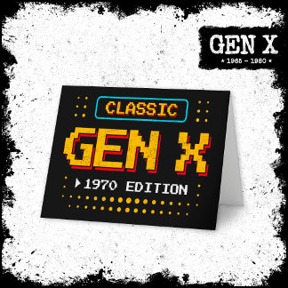 Cartão Aniversário do game retrô clássico Gen X 1970