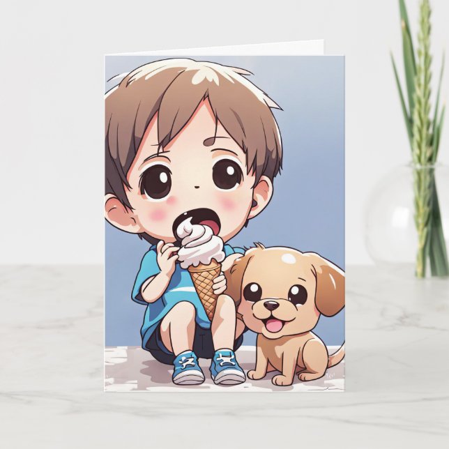 Cartão Aniversário do Garotinho dos Olhos Grandes (Frente)