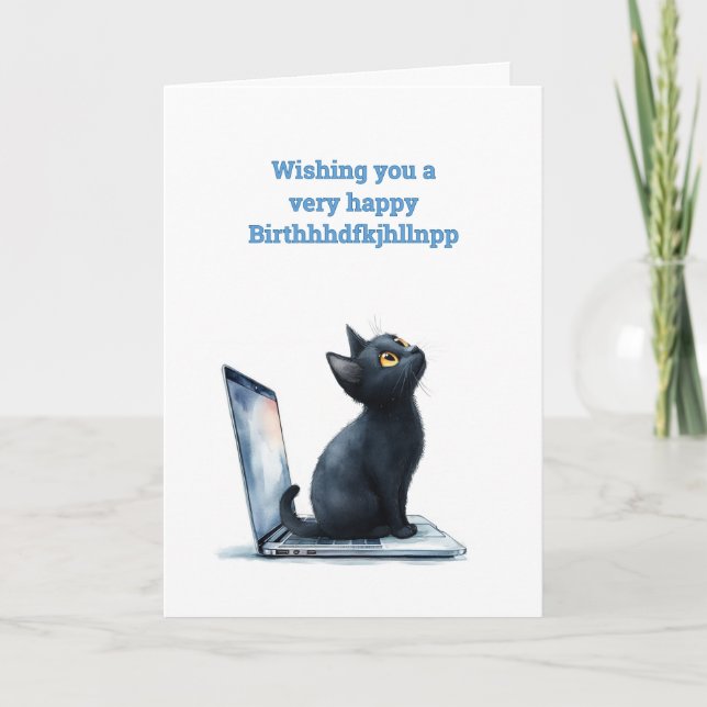 Cartão Aniversário do Gatinho Típico (Frente)