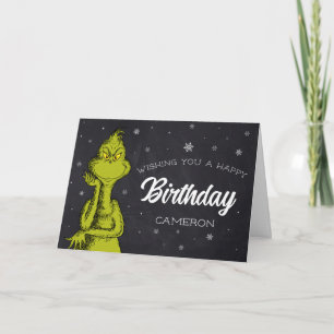 Cartão Aniversário do Grinch no Quadro Negro