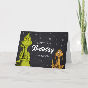 Cartão Aniversário do Grinch no Quadro Negro