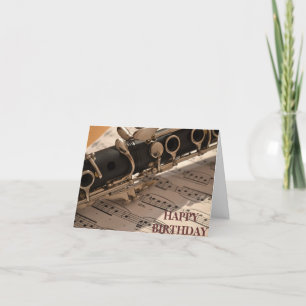 Cartão Aniversário do instrumento musical do clarinete