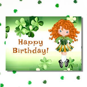 Cartão Aniversário do Irish Dance Green Shamrocks & Clove