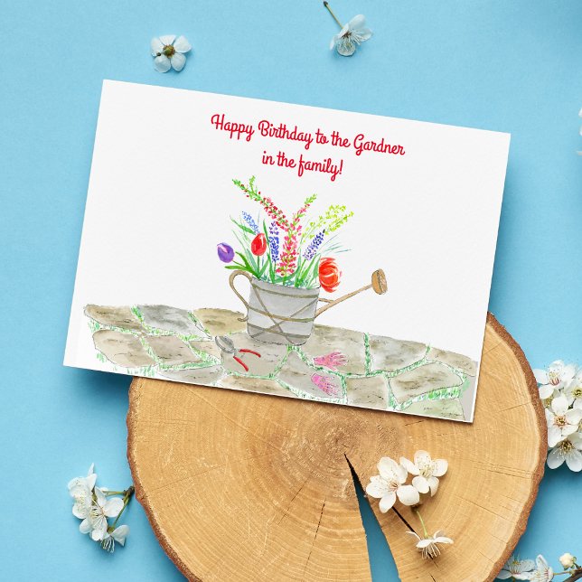Cartão Aniversário do Jardineiro da Aquarela (Delight the green thumb in your life with this botanical birthday masterpiece!)