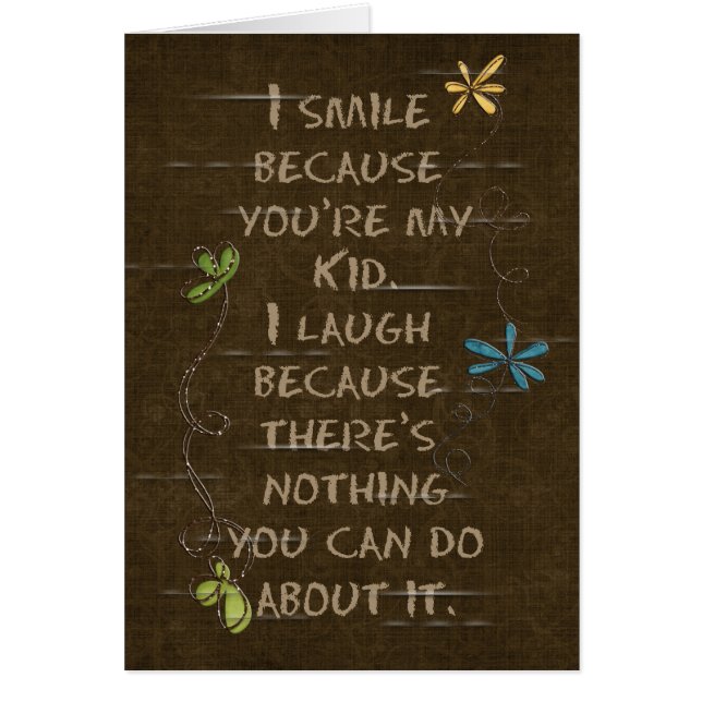 Cartão Aniversário do Kid-floral brilha em castanho (Frente)