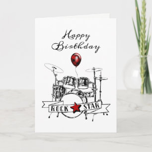 Cartão Aniversário do Kit Rocker do Drum Drum Rockstar le