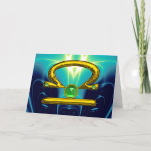 Cartão Aniversário do LIBRA Green Emerald e do Zodíaco 