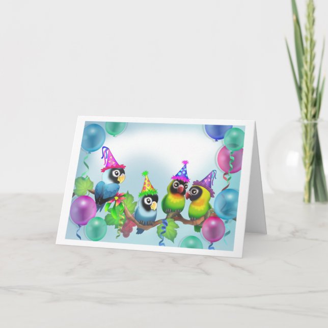 Cartão Aniversário do Lovebird (Frente)