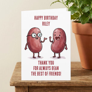 Cartão Aniversário do Melhor Amigo Feijão Vermelho Engraç