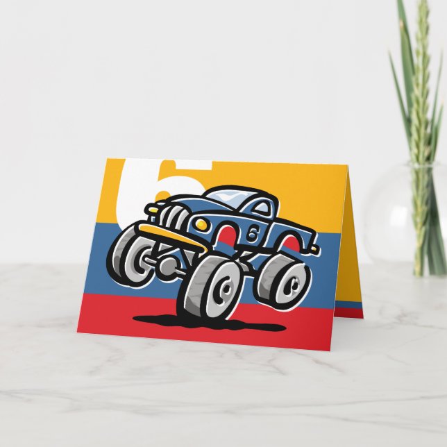 Cartão Aniversário do monster truck 6o (Frente)