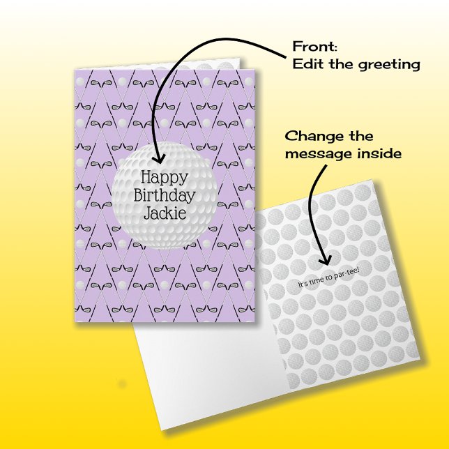 Cartão Aniversário do nome personalizado do padrão Golf (Criador carregado)