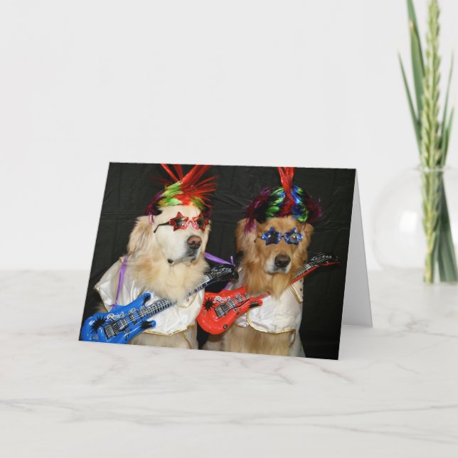 Cartão Aniversário do Ouro Rock Star (Frente)