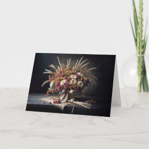 Cartão Aniversário do outono de Trigo e Buquês de Mãe