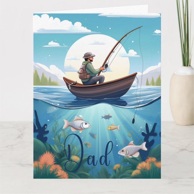 Cartão Aniversário do Pai com Tema de Pesca (Frente)