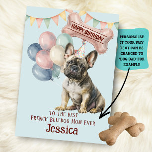 Cartão Aniversário do Papai/Mamãe do Bulldog Francês